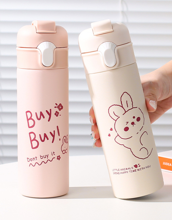 Straw Double Mouth Sport Outdoor School Water Bottle